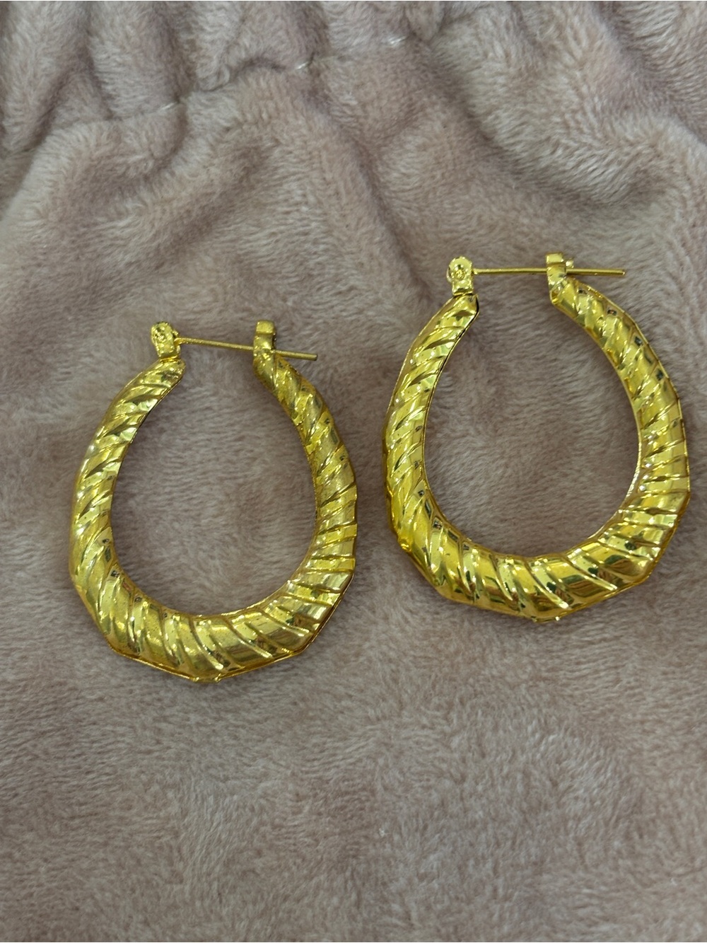 Textured Gold-Tone Sculpted Hoop Earrings for Women